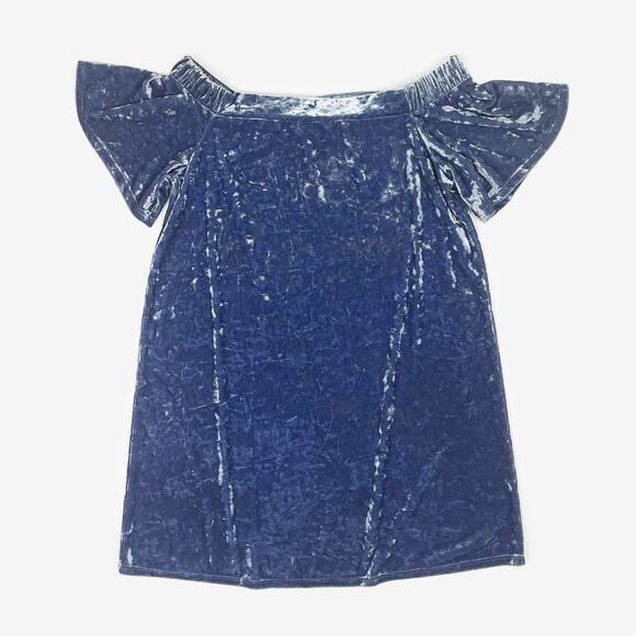 Forever 21 Velvet Mini Dress Size M Blue Off Shoulder Glam Retro Party Cocktail - Picture 5 of 11